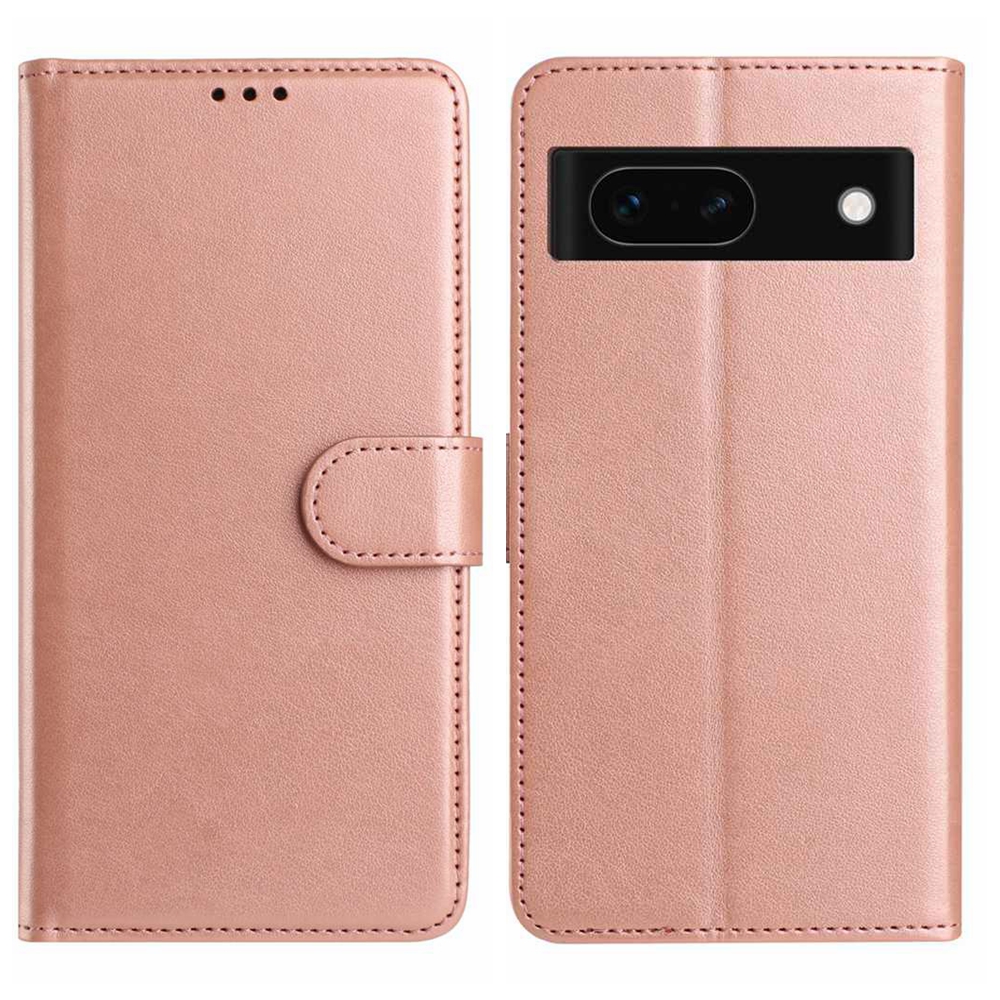 For Google Pixel 8a Wallet Phone Case Stand PU Leather Folio Flip Cover with 8 Card Slot - Rose Gold