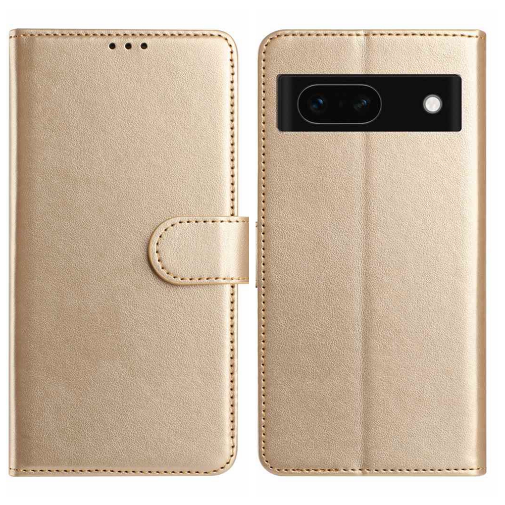 For Google Pixel 8a Wallet Phone Case Stand PU Leather Folio Flip Cover with 8 Card Slot - Gold