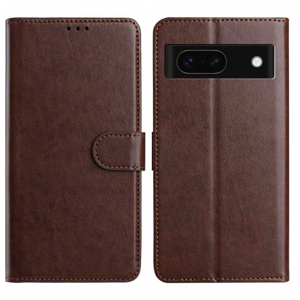 For Google Pixel 8a Wallet Phone Case Stand PU Leather Folio Flip Cover with 8 Card Slot - Coffee