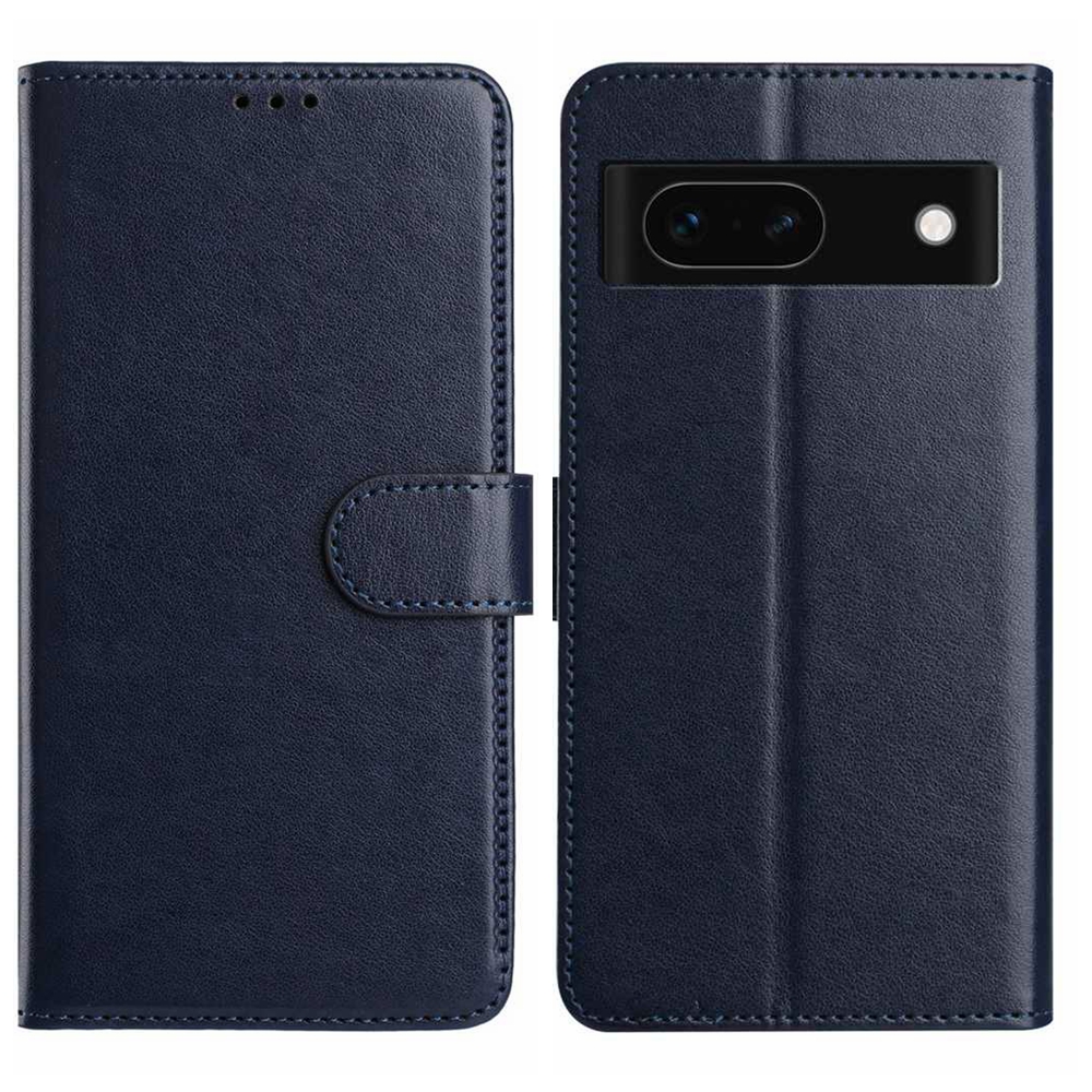 For Google Pixel 8a Wallet Phone Case Stand PU Leather Folio Flip Cover with 8 Card Slot - Dark Blue