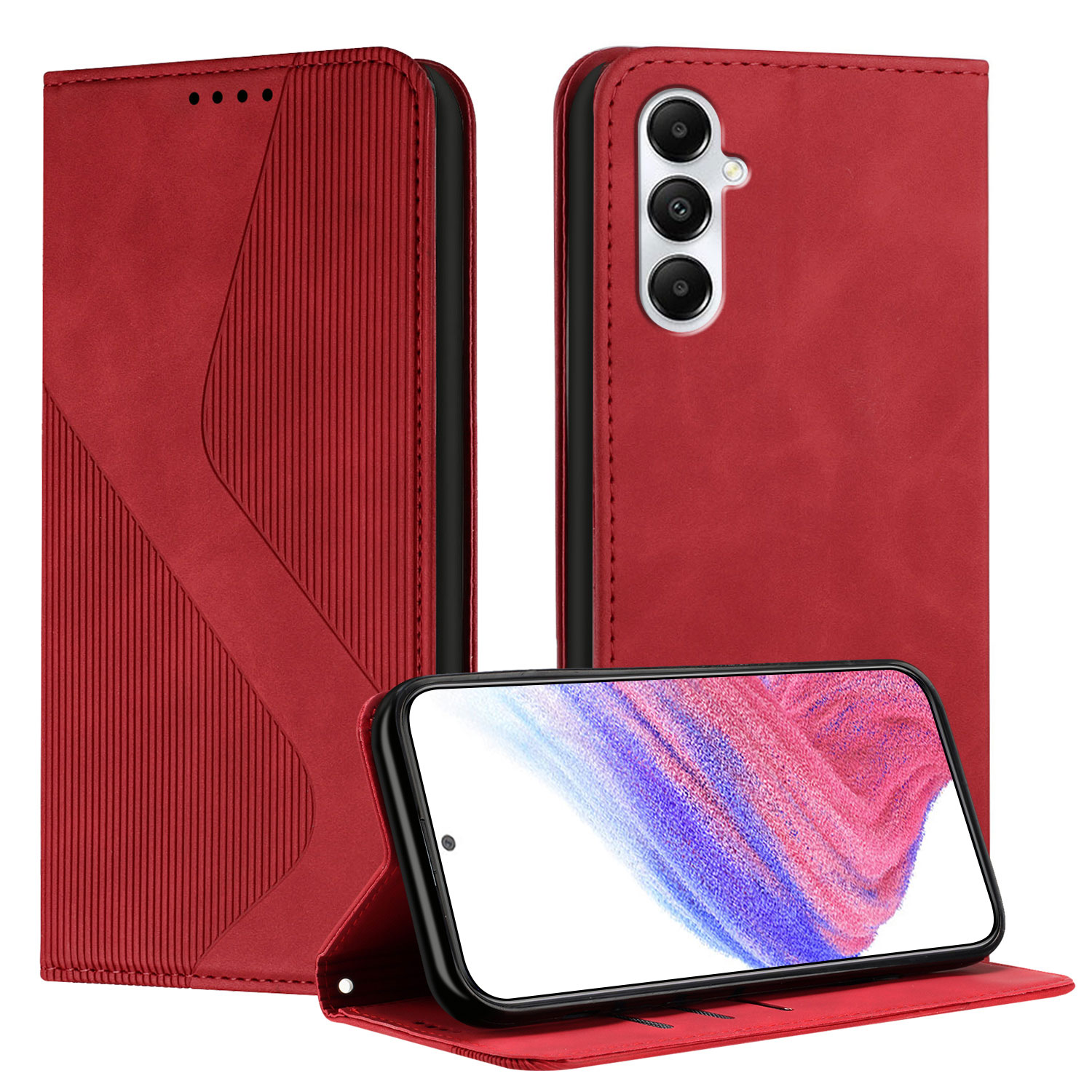 For Samsung Galaxy A05s 4G Phone Cover Skin-touch Feel Leather Wallet Case with Stand - Red