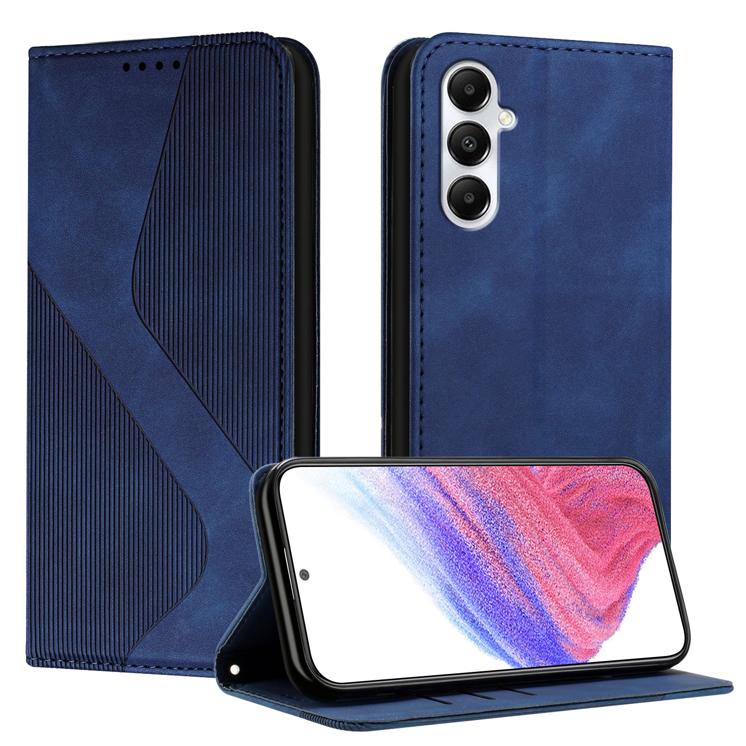 For Samsung Galaxy A05s 4G Phone Cover Skin-touch Feel Leather Wallet Case with Stand - Blue