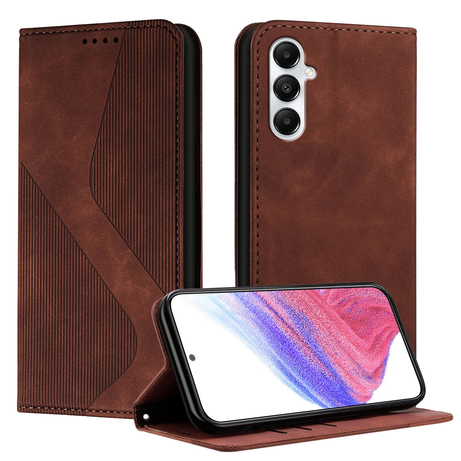 For Samsung Galaxy A05s 4G Phone Cover Skin-touch Feel Leather Wallet Case with Stand - Brown