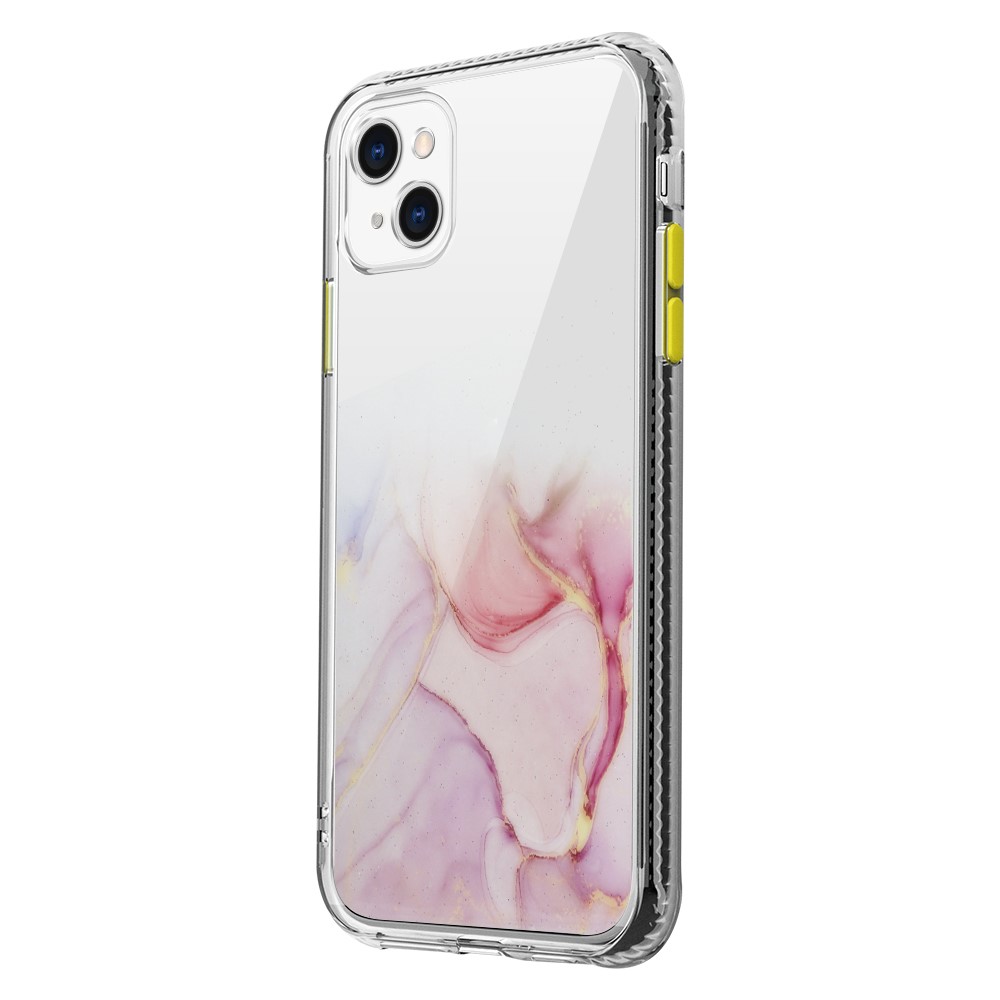 For iPhone 14 Stylish Marble Pattern Acrylic + TPU Phone Cover Drop-proof Protective Case - Pink-1