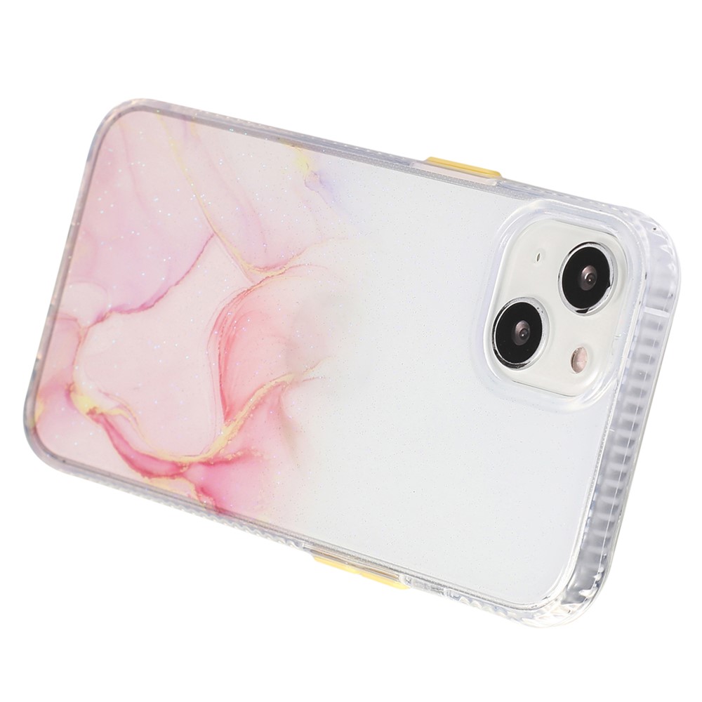 For iPhone 14 Stylish Marble Pattern Acrylic + TPU Phone Cover Drop-proof Protective Case - Pink-2