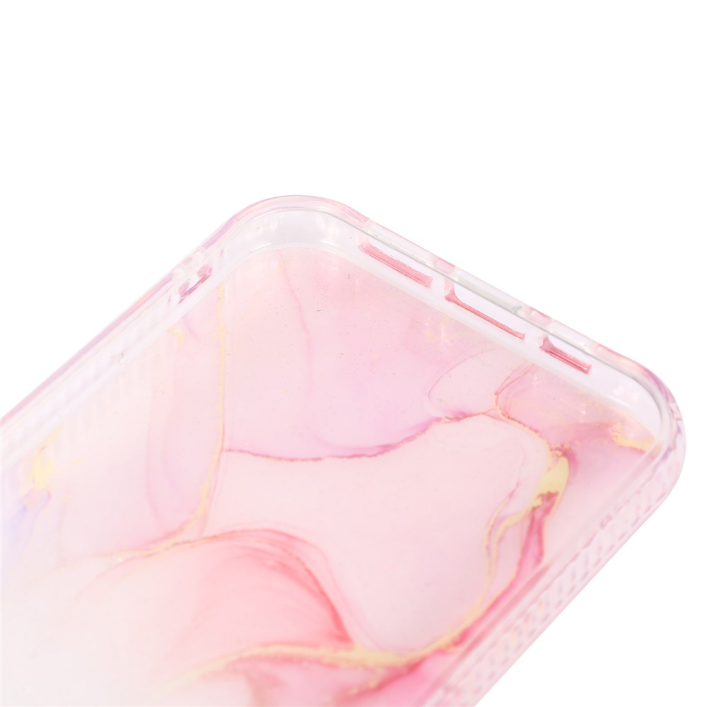 For iPhone 14 Stylish Marble Pattern Acrylic + TPU Phone Cover Drop-proof Protective Case - Pink-5