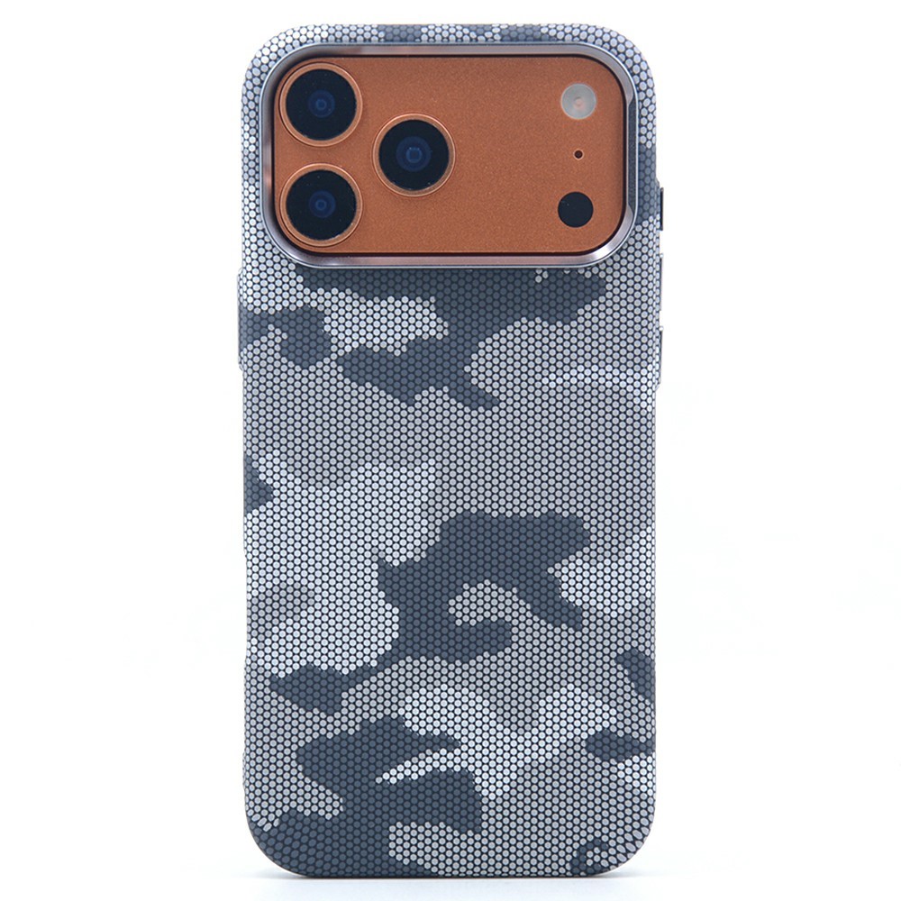 For iPhone 17 Pro Max Magnetic Case Carbon Fiber Texture Water Transfer PC Phone Cover - Camouflage Titanium Grey