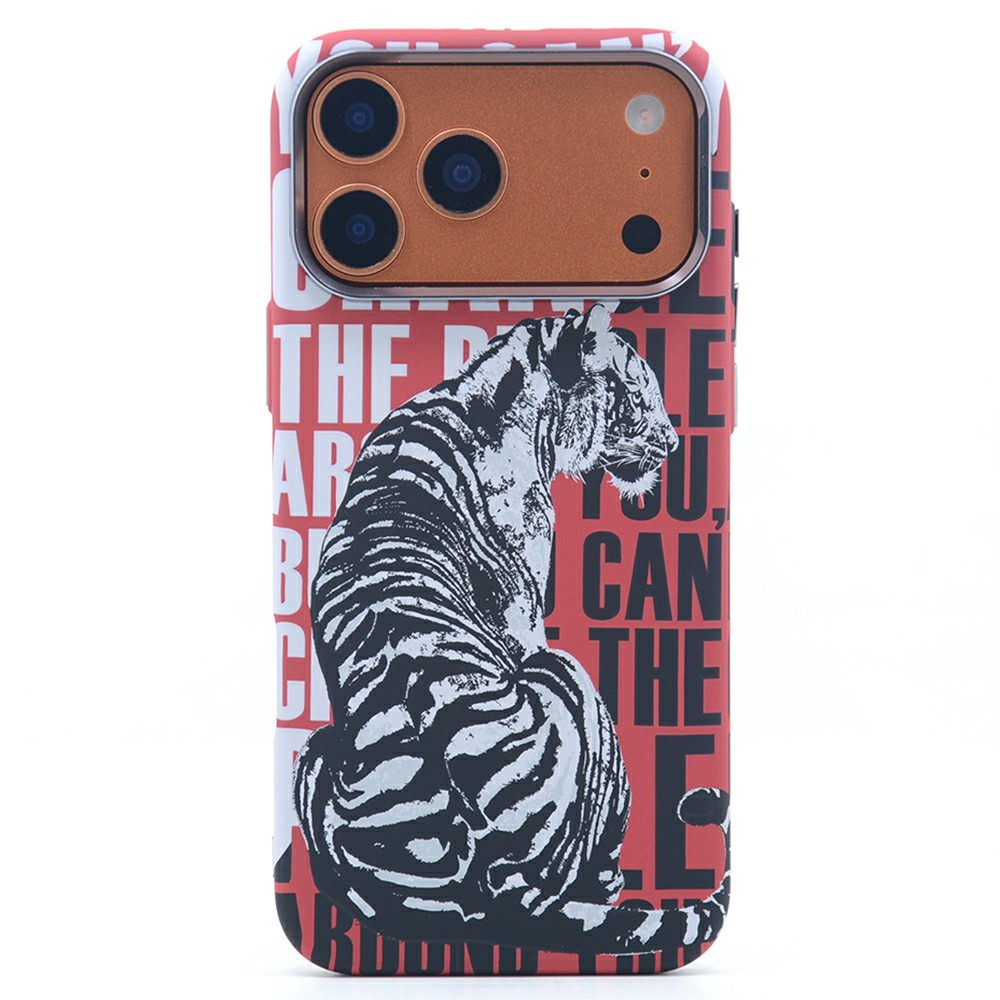 For iPhone 17 Pro Max Magnetic Case Carbon Fiber Texture Water Transfer PC Phone Cover - Tiger