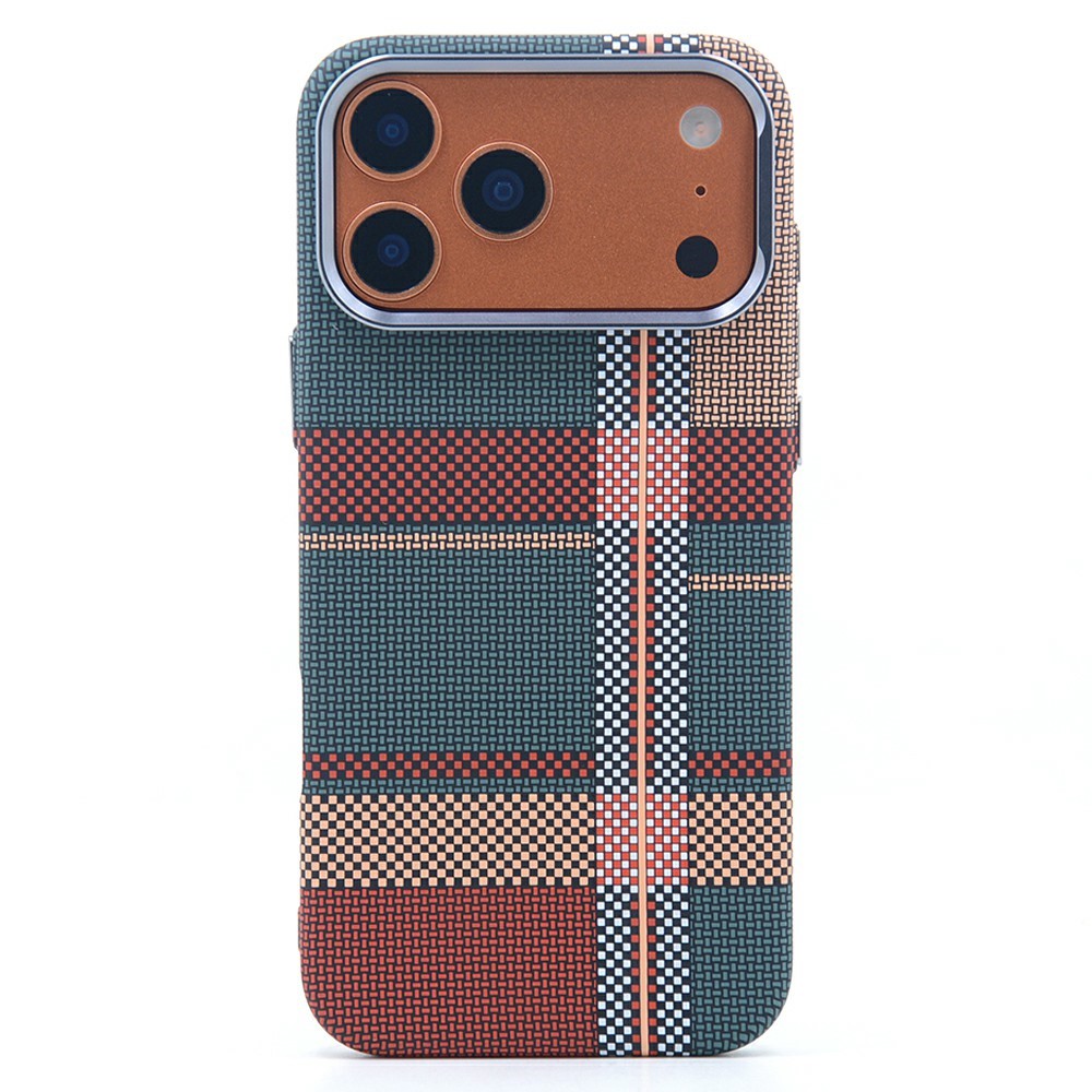 For iPhone 17 Pro Magnetic Case Carbon Fiber Texture Water Transfer PC Phone Cover - Red Green