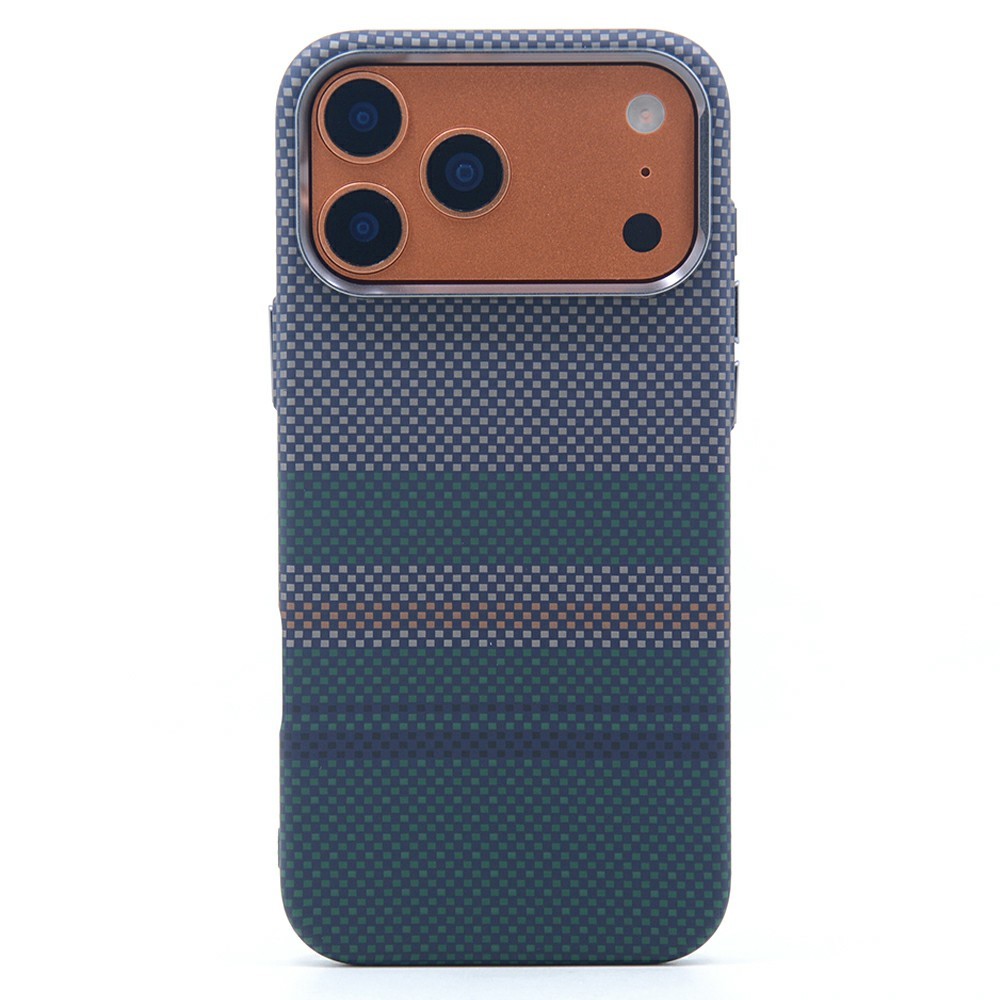 For iPhone 17 Pro Magnetic Case Carbon Fiber Texture Water Transfer PC Phone Cover - Meet Green