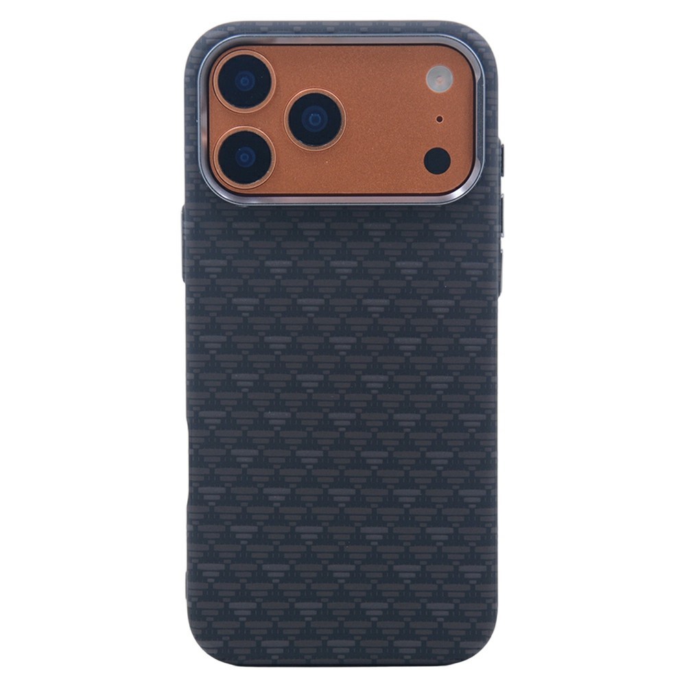 For iPhone 17 Pro Magnetic Case Carbon Fiber Texture Water Transfer PC Phone Cover - Black Source Pattern