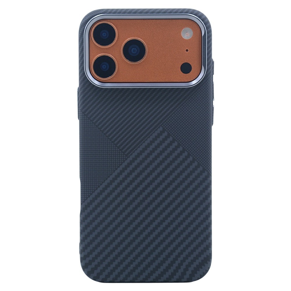 For iPhone 17 Pro Magnetic Case Carbon Fiber Texture Water Transfer PC Phone Cover - Geometric Space