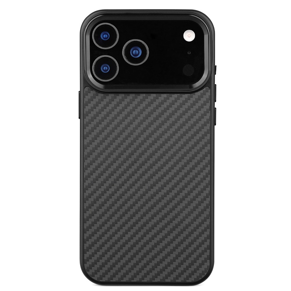 For iPhone 17 Pro Max Case Compatible with MagSafe Aramid Fiber TPU Phone Cover with Metal Lens Frame - Black