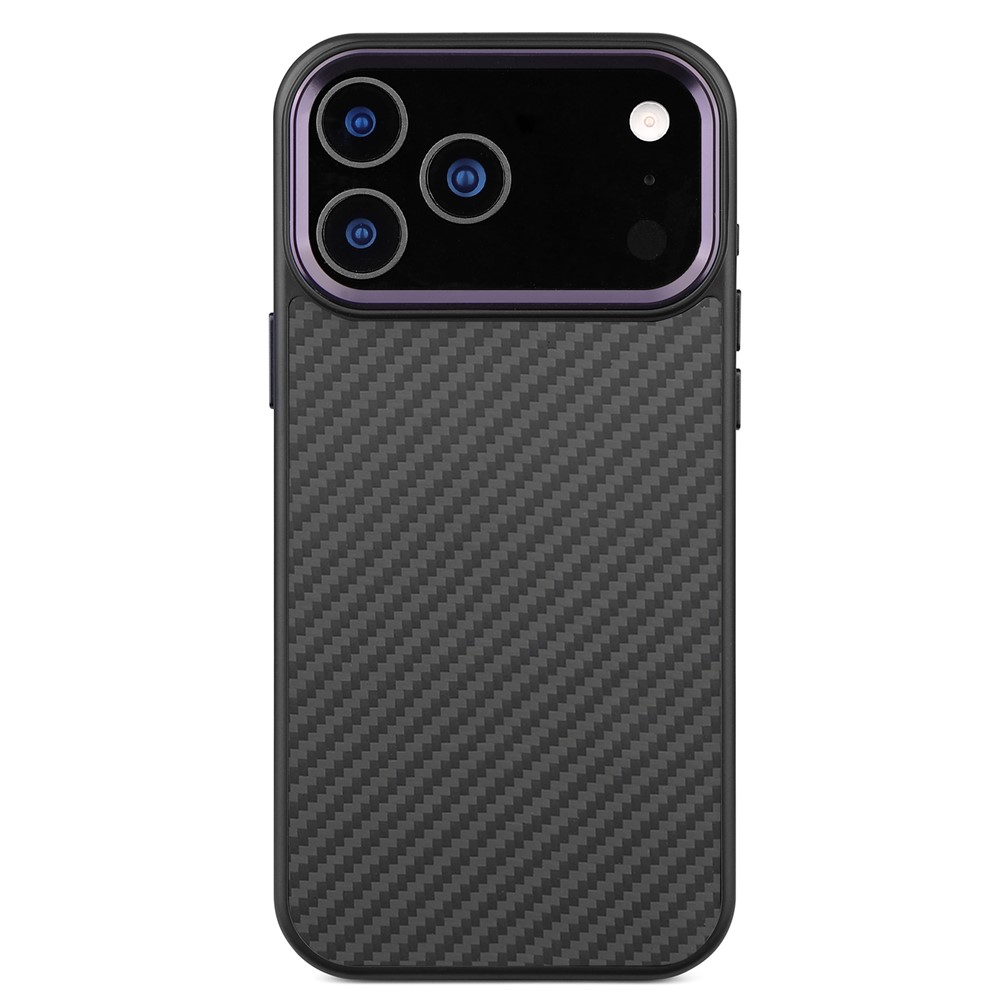 For iPhone 17 Pro Max Case Compatible with MagSafe Aramid Fiber TPU Phone Cover with Metal Lens Frame - Purple