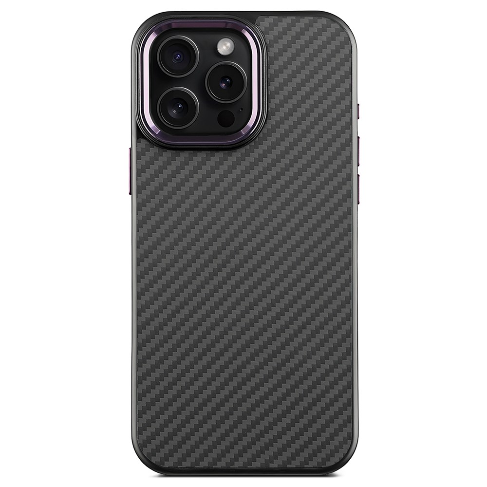 For iPhone 14 Pro Max Case Compatible with MagSafe Aramid Fiber TPU Phone Cover with Metal Lens Frame - Purple