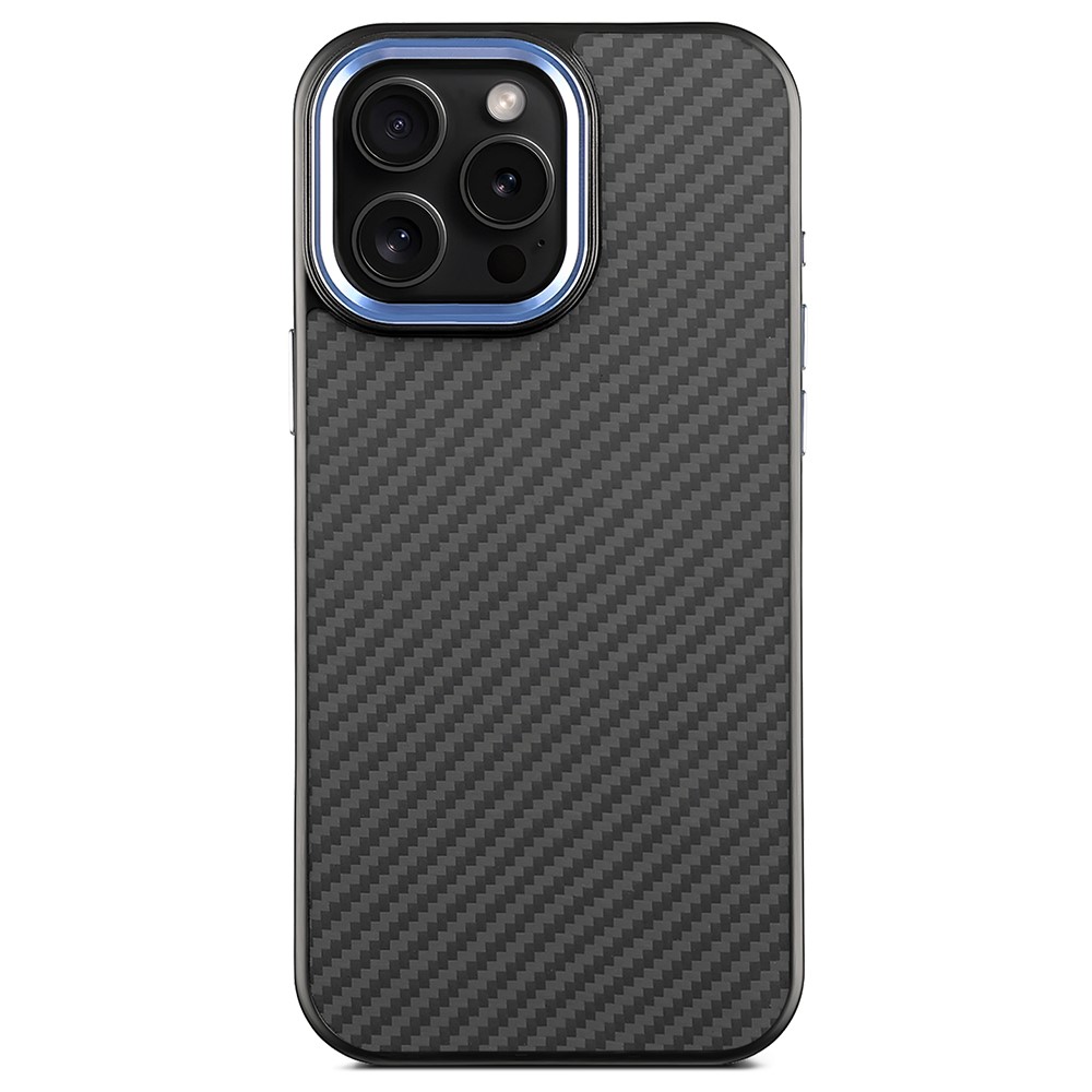 For iPhone 13 Pro Max Case Compatible with MagSafe Aramid Fiber TPU Phone Cover with Metal Lens Frame - Blue