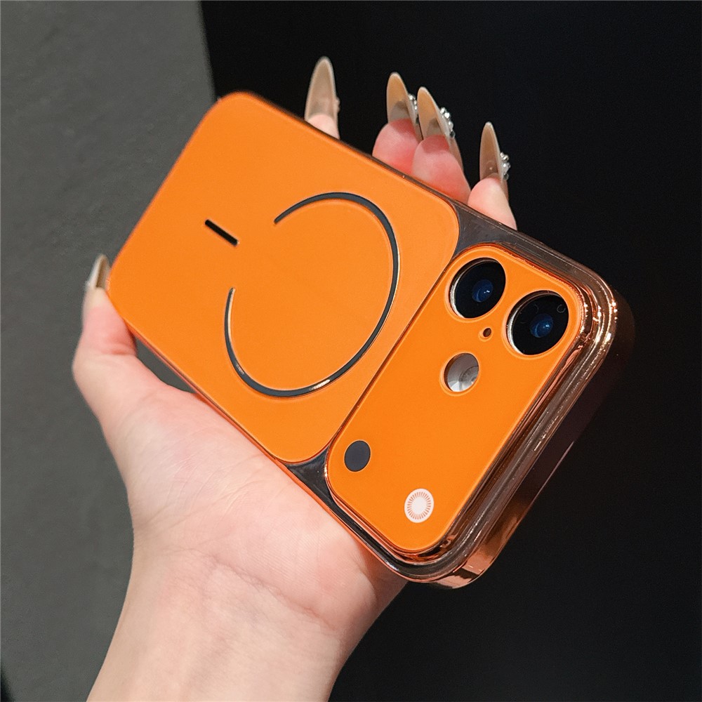 For iPhone 16 Pro Case Electroplated Frosted Shell Transfer to 17 Pro TPU PC Phone Cover - Orange