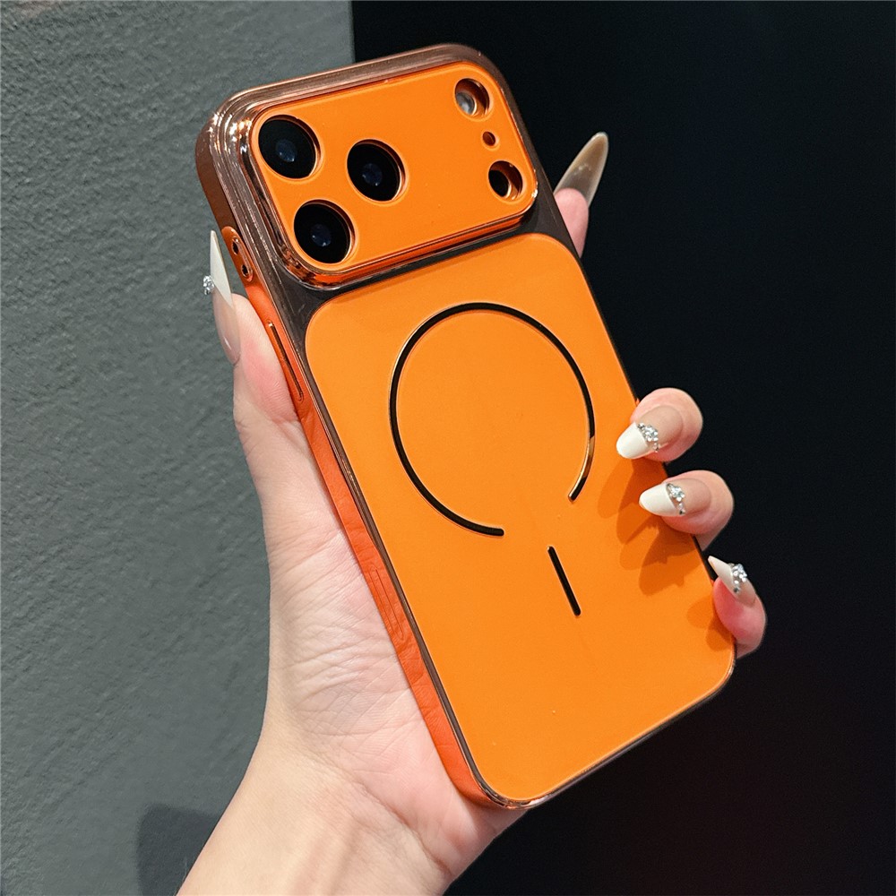 For iPhone 17 Pro Case Electroplated Frosted Shell Shockproof TPU PC Phone Cover - Orange