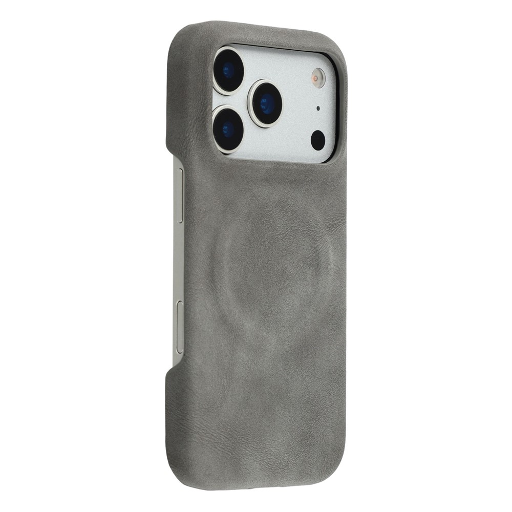 For iPhone 17 Pro Case Compatible with MagSafe Skin-Touch Leather + PC Back Cover - Grey