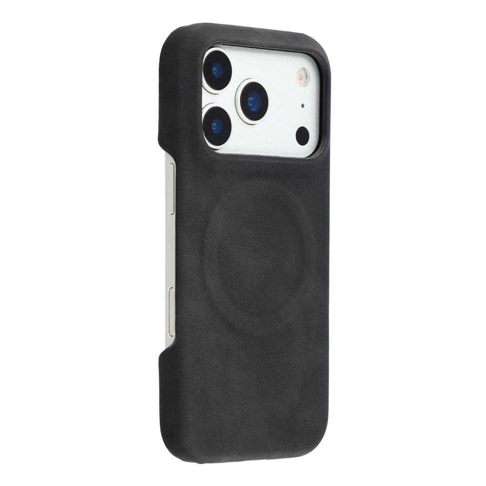 For iPhone 17 Pro Case Compatible with MagSafe Skin-Touch Leather + PC Back Cover - Black