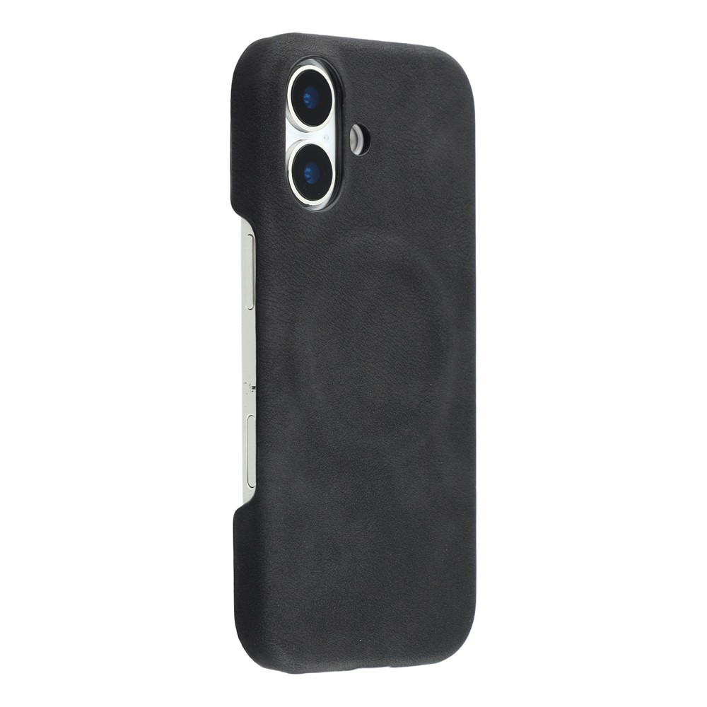 For iPhone 17 Case Compatible with MagSafe Skin-Touch Leather + PC Back Cover - Black