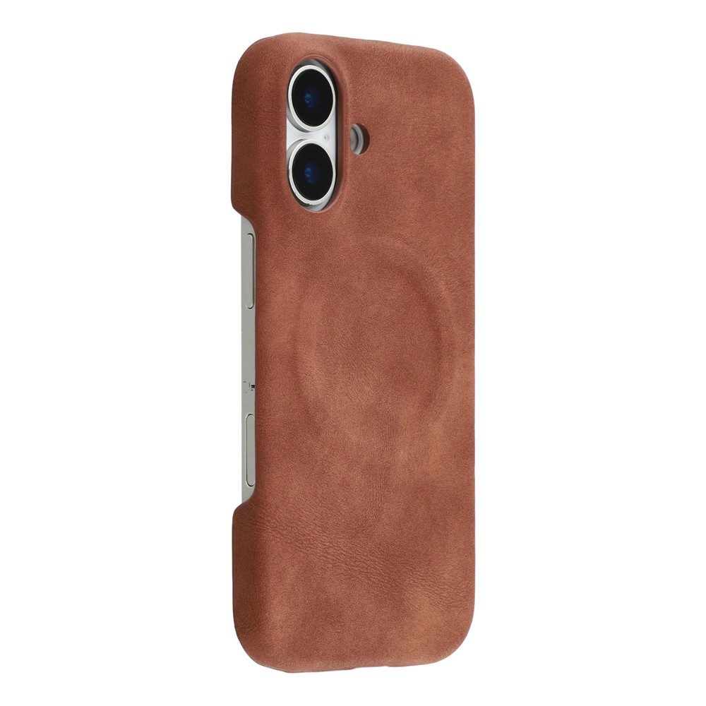 For iPhone 17 Case Compatible with MagSafe Skin-Touch Leather + PC Back Cover - Brown