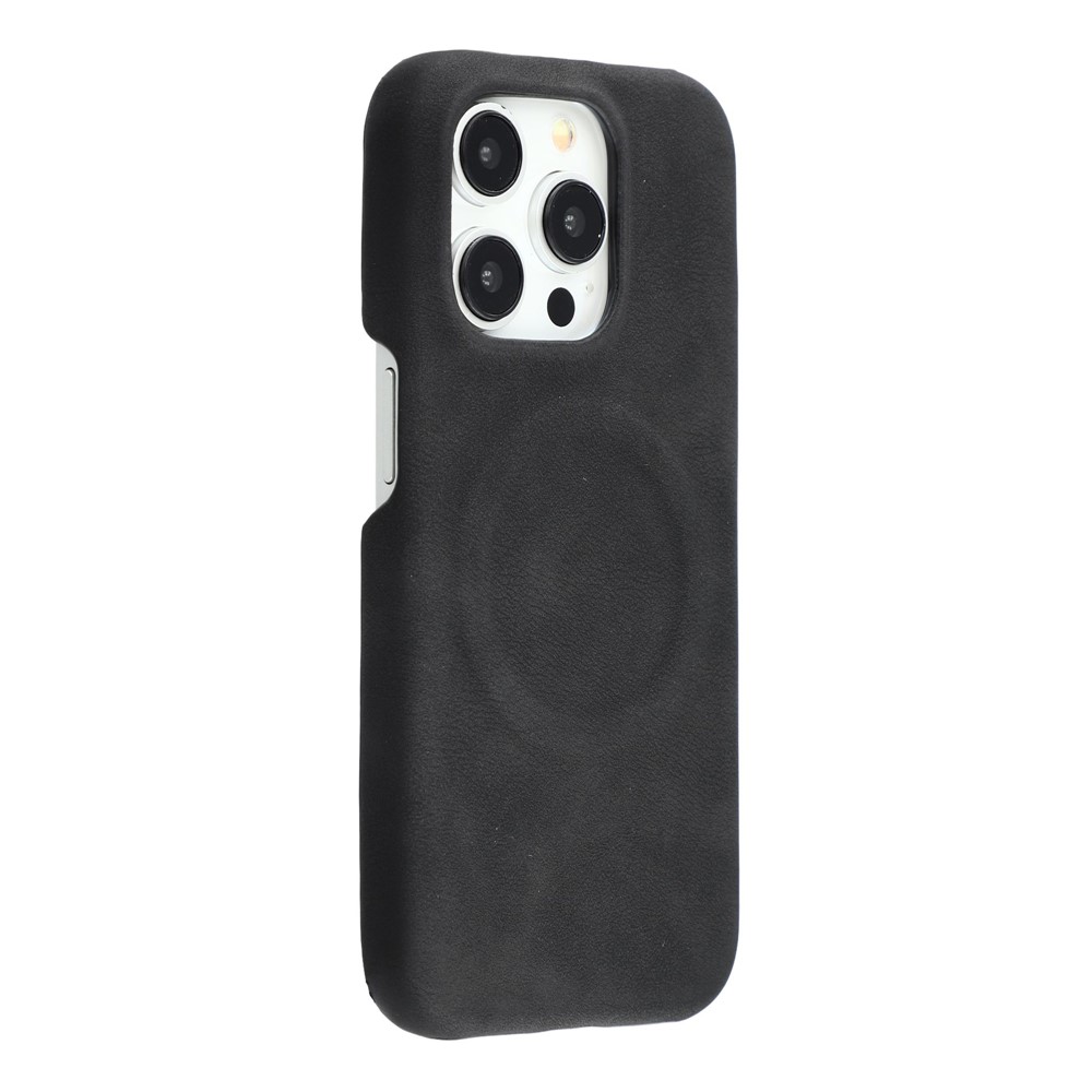 For iPhone 14 Pro Max Case Compatible with MagSafe Skin-Touch Leather + PC Back Cover - Black