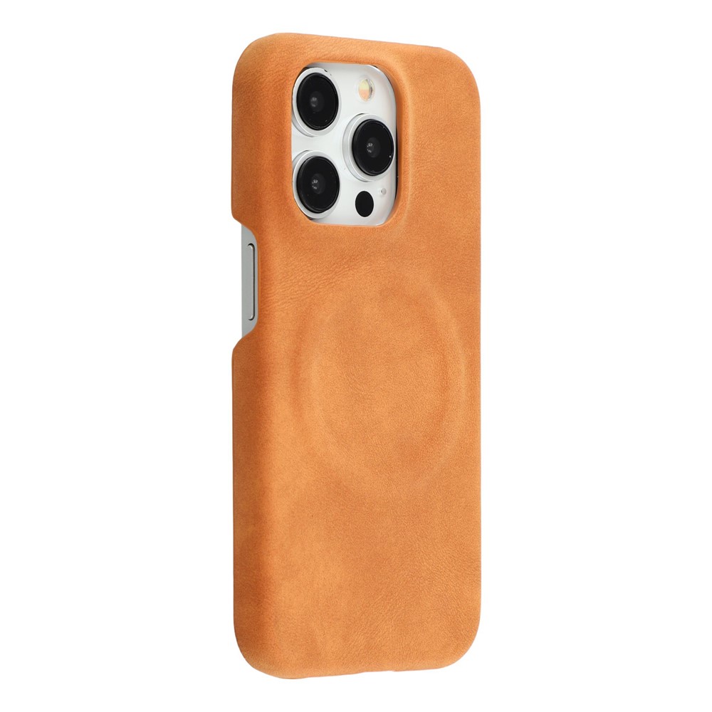 For iPhone 15 Pro Case Compatible with MagSafe Skin-Touch Leather + PC Back Cover - Yellow