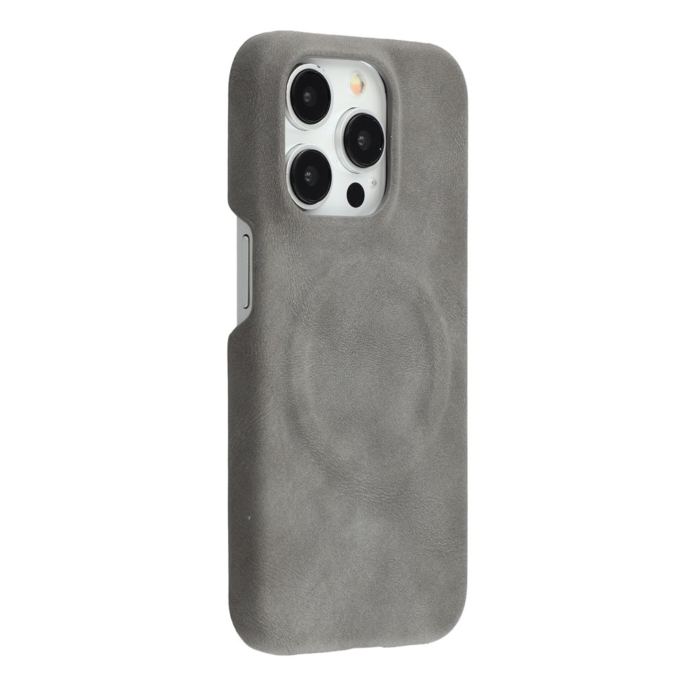 For iPhone 14 Pro Case Compatible with MagSafe Skin-Touch Leather + PC Back Cover - Grey