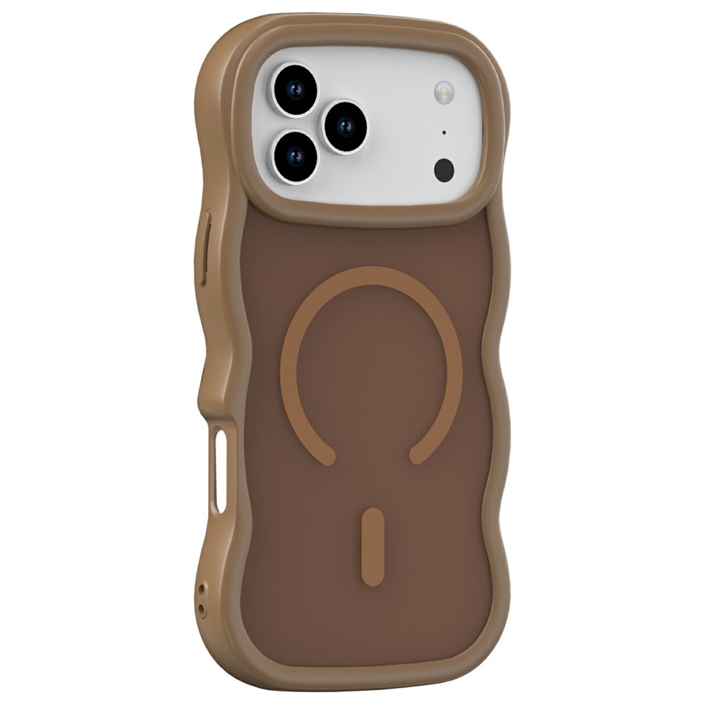 For iPhone 17 Pro Max Magnetic Case Wave Edge PC + TPU Phone Cover Compatible with MagSafe - Desert Gold