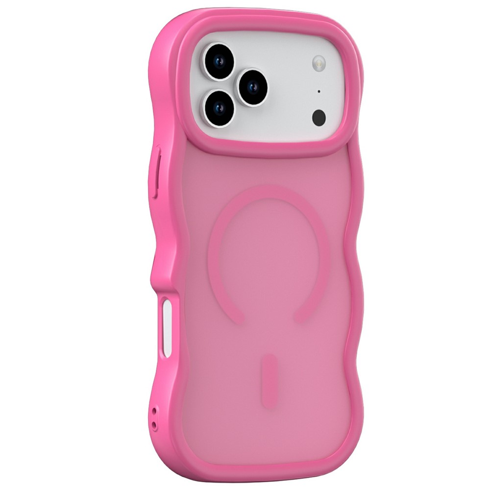 For iPhone 17 Pro Magnetic Case Wave Edge PC + TPU Phone Cover Compatible with MagSafe - Rose