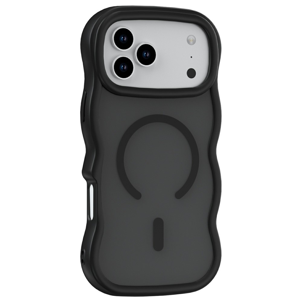 For iPhone 17 Pro Magnetic Case Wave Edge PC + TPU Phone Cover Compatible with MagSafe - Black
