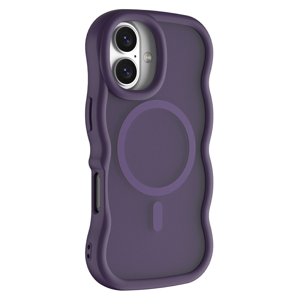For iPhone 17 Magnetic Case Wave Edge PC + TPU Phone Cover Compatible with MagSafe - Dark Purple