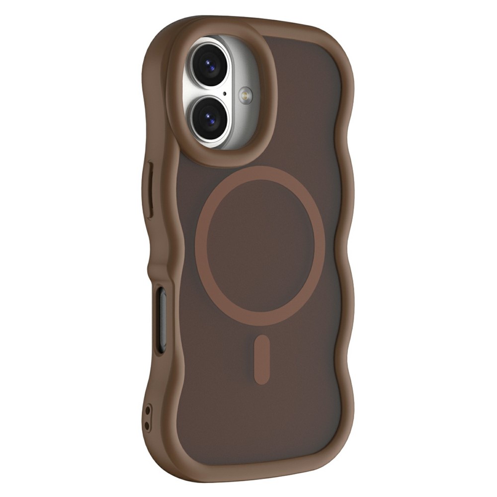 For iPhone 17 Magnetic Case Wave Edge PC + TPU Phone Cover Compatible with MagSafe - Desert Gold