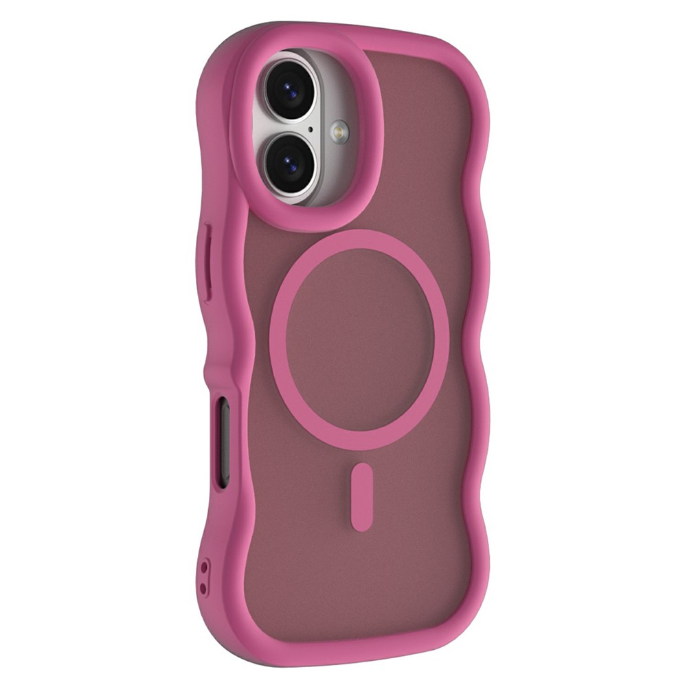 For iPhone 17 Magnetic Case Wave Edge PC + TPU Phone Cover Compatible with MagSafe - Rose