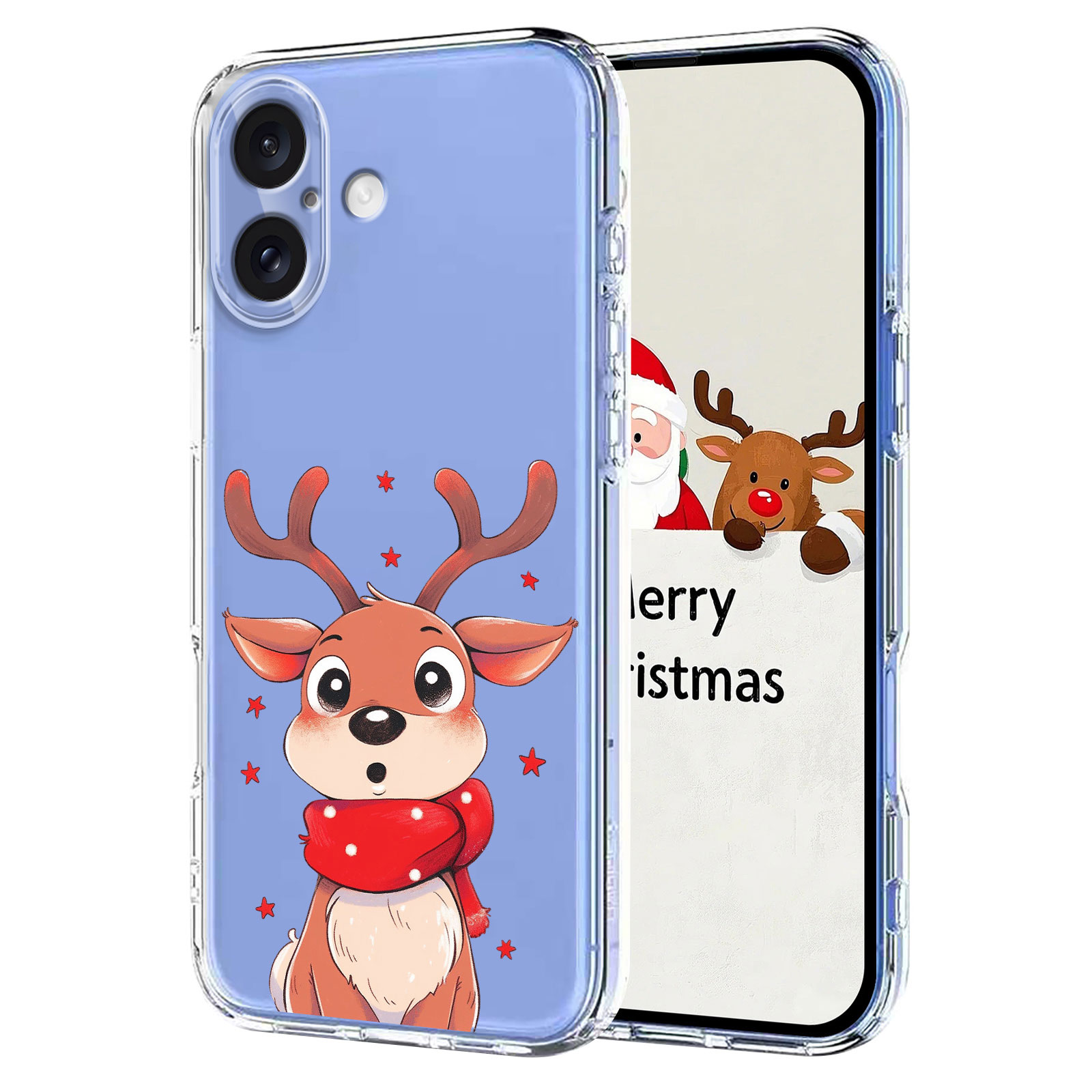 For iPhone 16 Plus Case Christmas Themed Pattern Printing TPU Phone Back Cover - Christmas Elk
