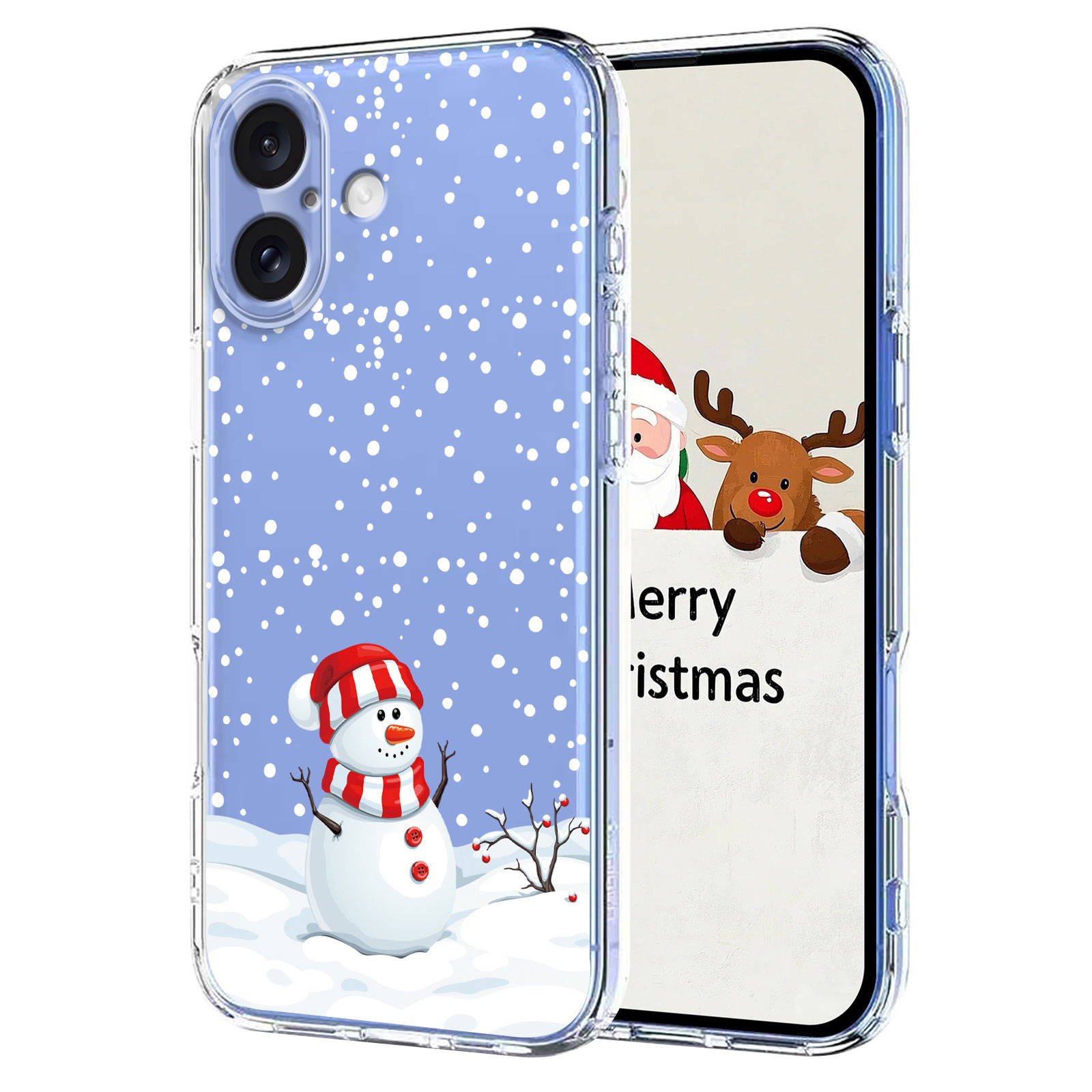 For iPhone 16 Plus Case Christmas Themed Pattern Printing TPU Phone Back Cover - Christmas Snowman