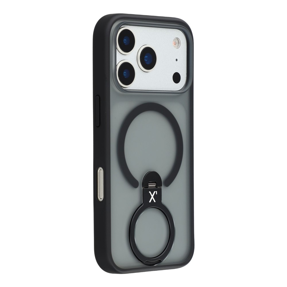 X-LEVEL For iPhone 17 Pro Max Magnetic Case Rotating Kickstand Anti Drop TPU + PC Matte Phone Back Cover - Black