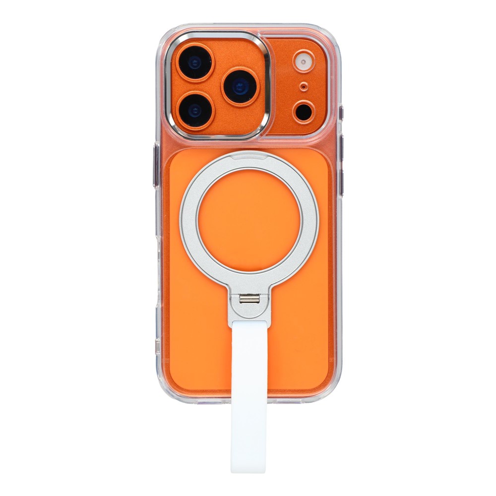 JAUCASE For iPhone 17 Pro Max Case Rotating Kickstand Wristband Shockproof TPU + PC Phone Back Cover - Transparent