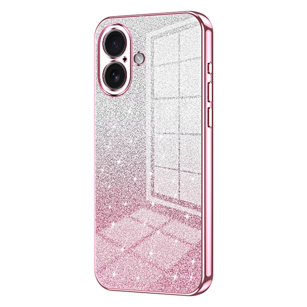 For iPhone 17 Case Electroplating Gradient Glitter TPU Phone Cover - Pink