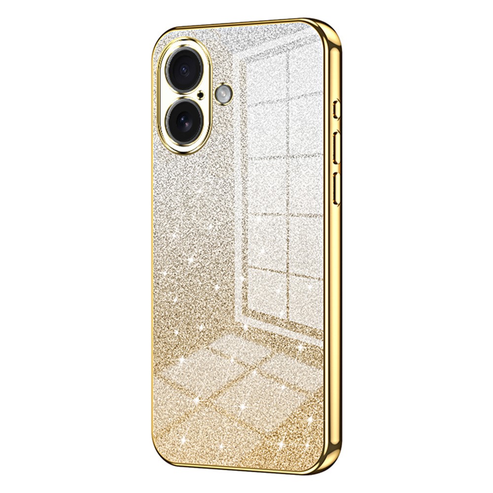 For iPhone 17 Case Electroplating Gradient Glitter TPU Phone Cover - Gold