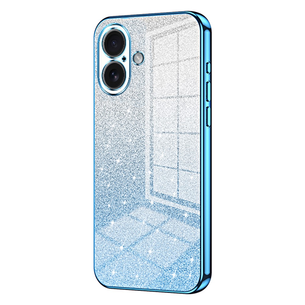 For iPhone 17 Case Electroplating Gradient Glitter TPU Phone Cover - Blue