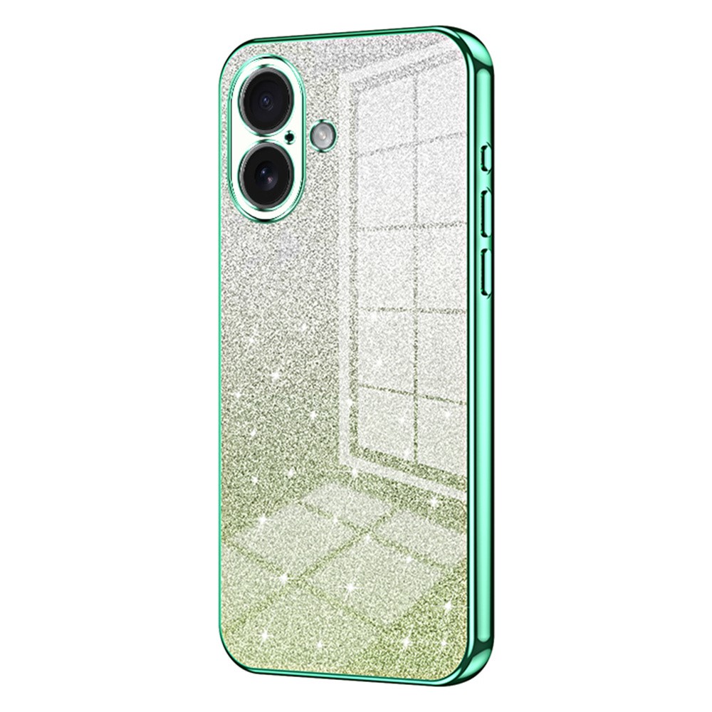 For iPhone 17 Case Electroplating Gradient Glitter TPU Phone Cover - Green