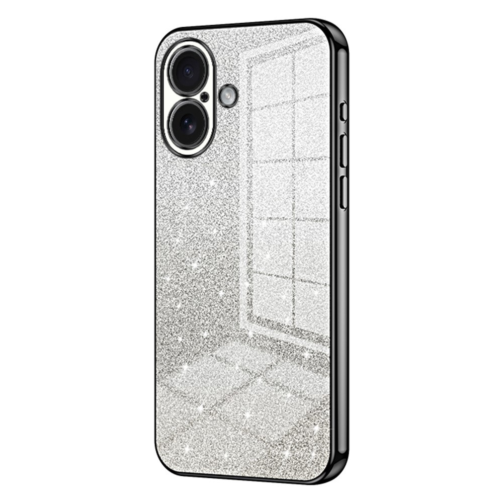 For iPhone 17 Case Electroplating Gradient Glitter TPU Phone Cover - Black