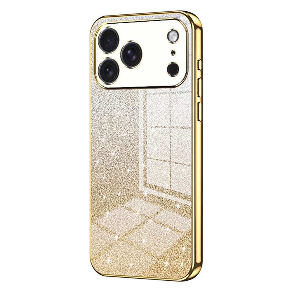 For iPhone 17 Pro Case Electroplating Gradient Glitter TPU Phone Cover - Gold
