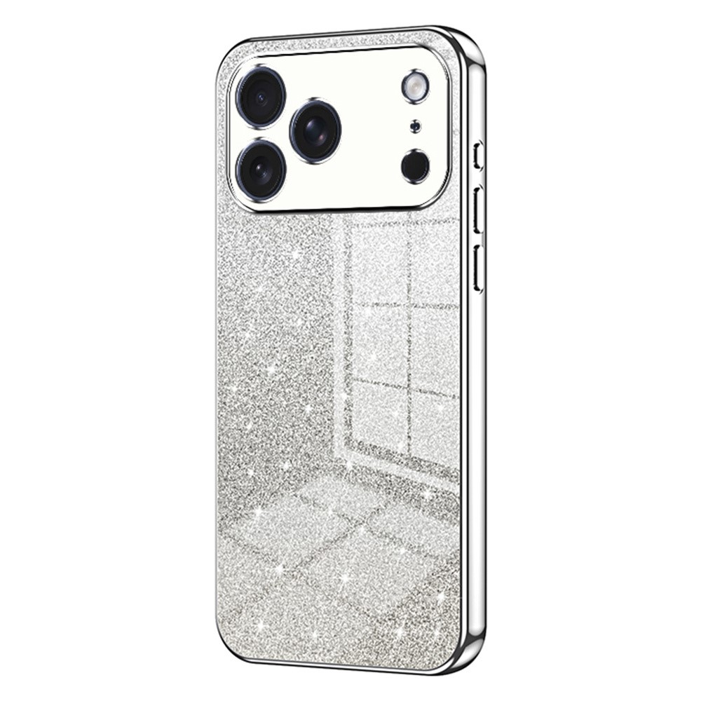 For iPhone 17 Pro Case Electroplating Gradient Glitter TPU Phone Cover - Silver