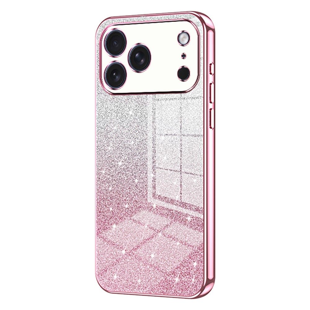 For iPhone 17 Pro Max Case Electroplating Gradient Glitter TPU Phone Cover - Pink