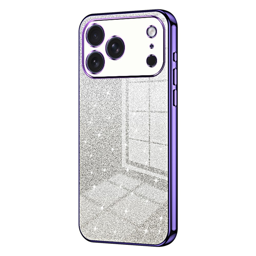 For iPhone 17 Pro Max Case Electroplating Gradient Glitter TPU Phone Cover - Purple