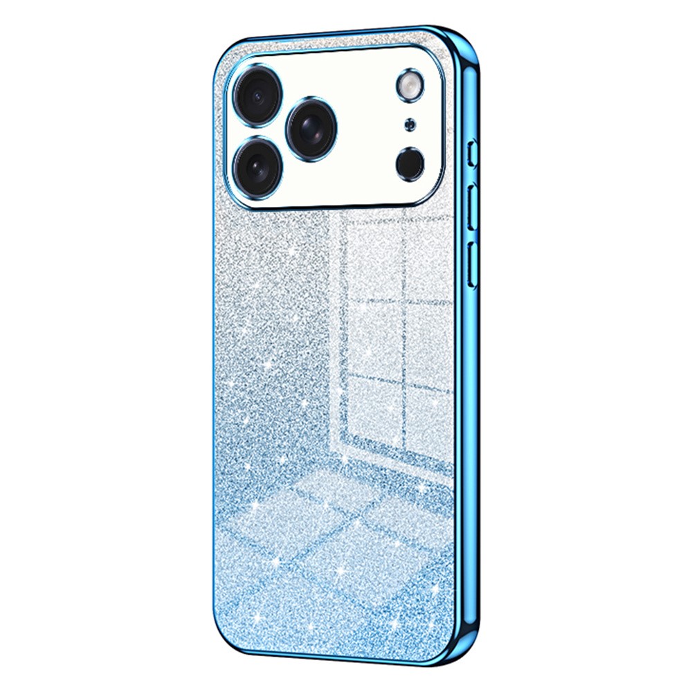 For iPhone 17 Pro Max Case Electroplating Gradient Glitter TPU Phone Cover - Blue