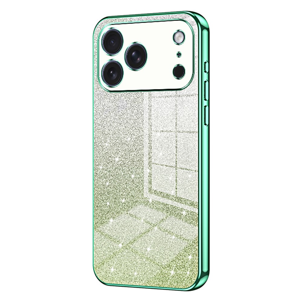 For iPhone 17 Pro Max Case Electroplating Gradient Glitter TPU Phone Cover - Green